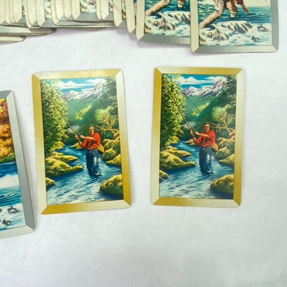 Vintage Duratone 2 Deck Playing Cards Hard Case Fishing - Picture 8 of 9